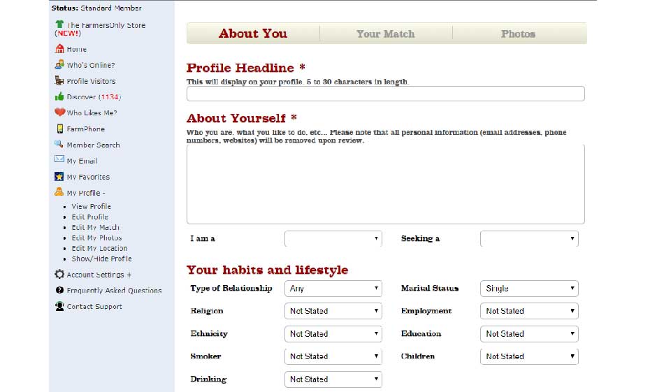 FarmersOnly Dating-Site-Funktionen