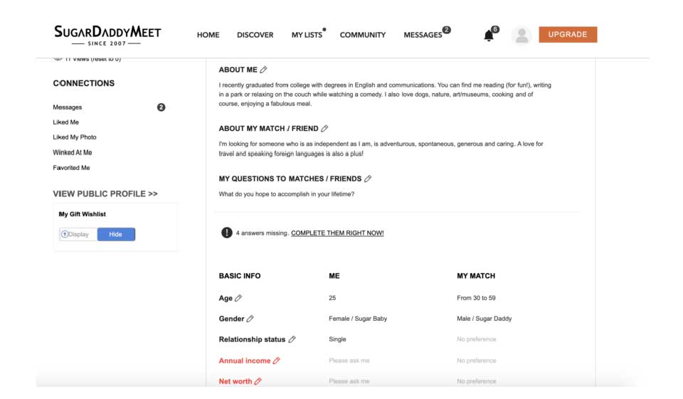 Caratteristiche del sito di incontri SugarDaddyMeet